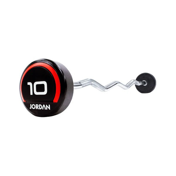 JORDAN Fixed Barbells - Curl Bar Urethane (Red) - GymSphere
