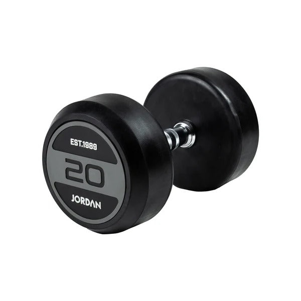 JORDAN Rubber Dumbbells - Up to 50kg (Grey) - GymSphere