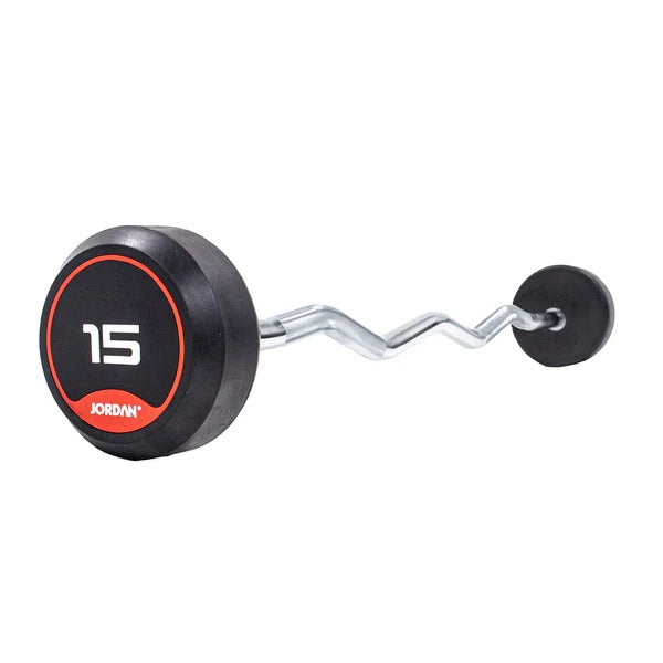 JORDAN Fixed Barbells - Curl Bar Rubber (Red) - GymSphere