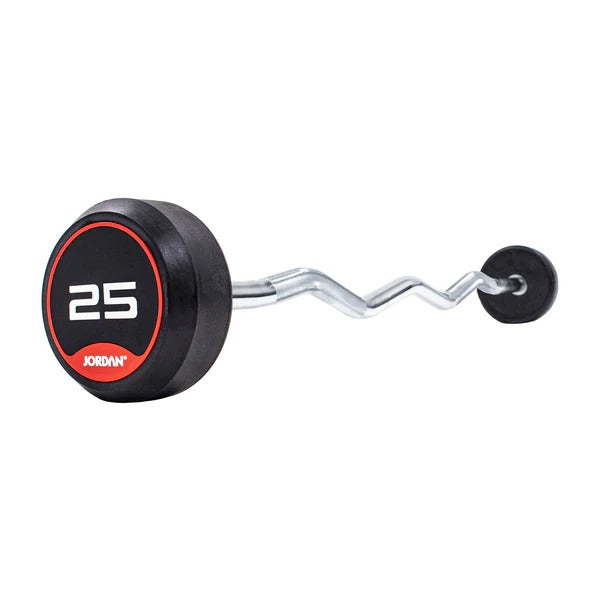 JORDAN Fixed Barbells - Curl Bar Rubber (Red) - GymSphere
