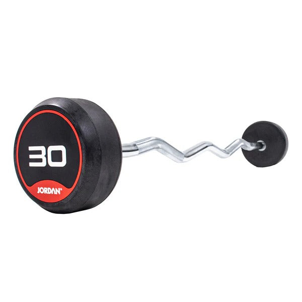JORDAN Fixed Barbells - Curl Bar Rubber (Red) - GymSphere