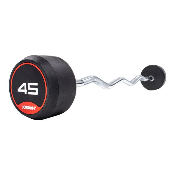 JORDAN® Fixed Barbells - Curl Bar Rubber (Red) - GymSphere