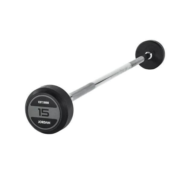 JORDAN Fixed Barbells - Straight Bar Rubber (Grey) - GymSphere