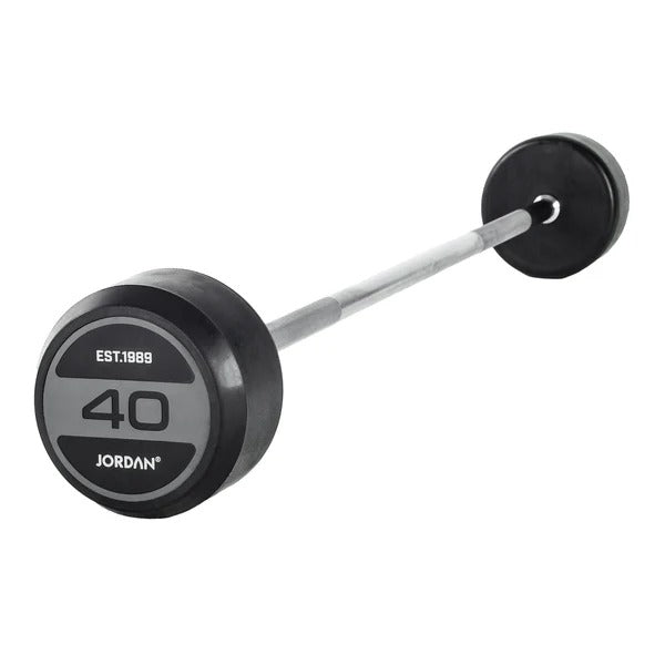 JORDAN Fixed Barbells - Straight Bar Rubber (Grey) - GymSphere
