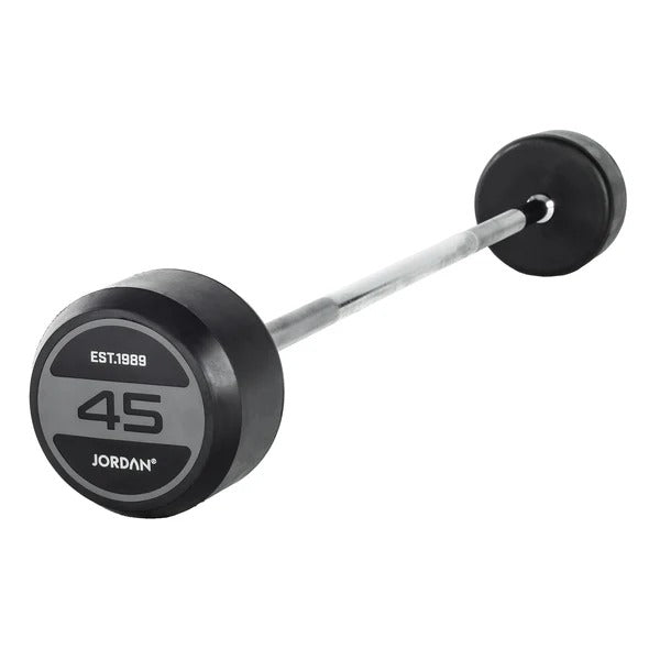 JORDAN Fixed Barbells - Straight Bar Rubber (Grey) - GymSphere
