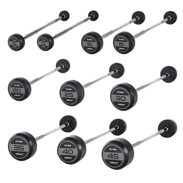 JORDAN Fixed Barbells - Straight Bar Rubber (Grey) - GymSphere