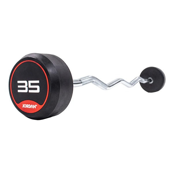 JORDAN Fixed Barbells - Curl Bar Rubber (Red) - GymSphere