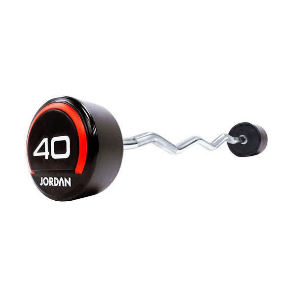 JORDAN Fixed Barbells - Curl Bar Urethane (Red) - GymSphere