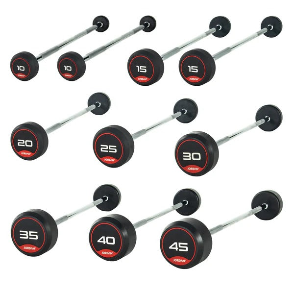 JORDAN Fixed Barbells - Straight Bar Rubber (Red) - GymSphere