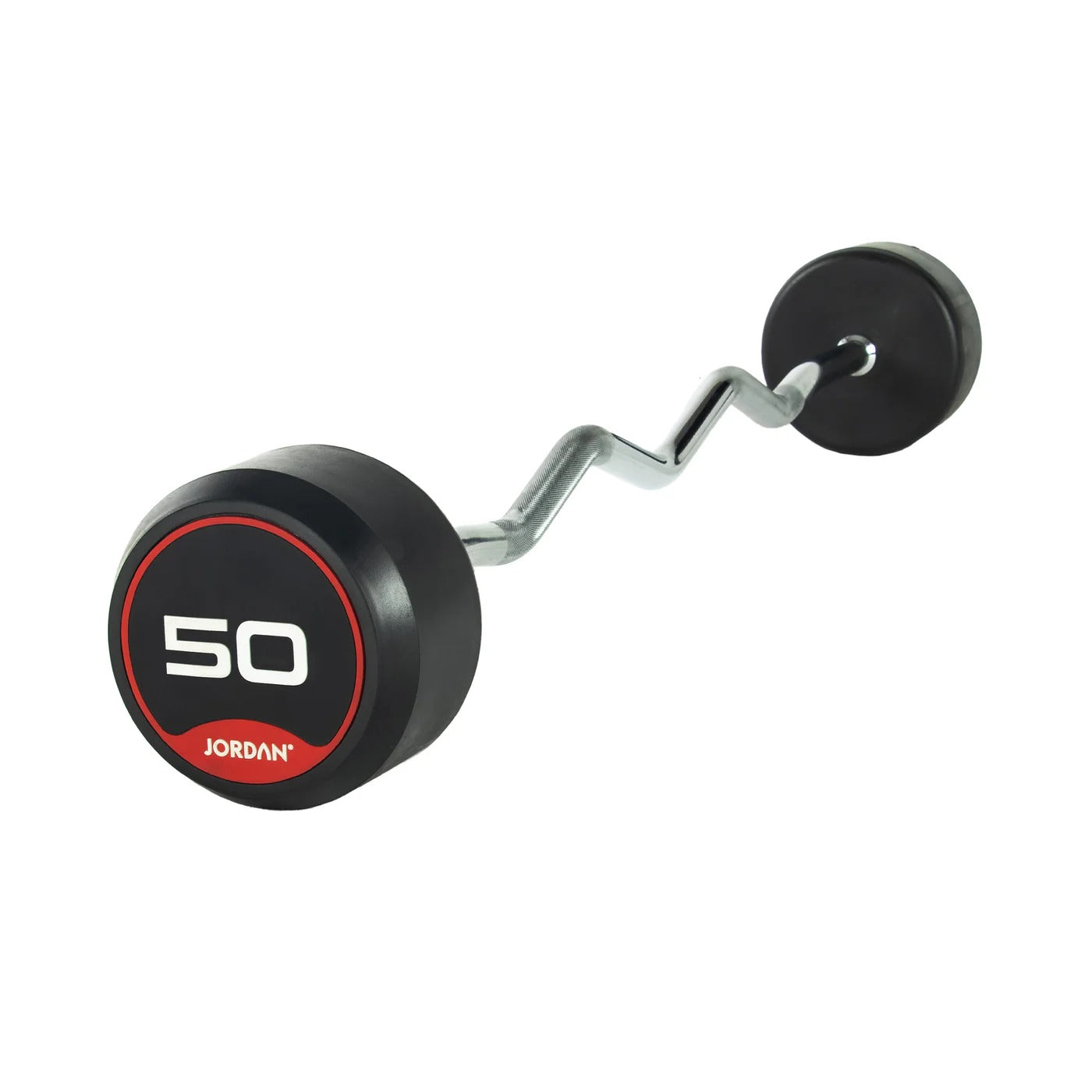 JORDAN Fixed Barbells - Curl Bar Rubber (Red) - GymSphere