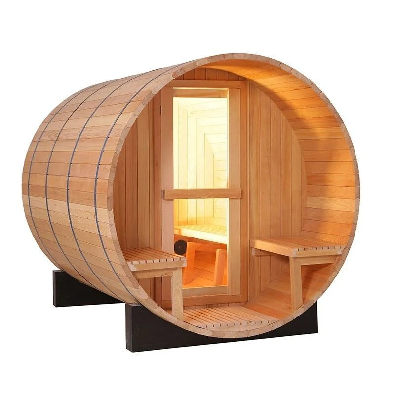 CenturaHeat 4-6 Person Outdoor Wood Barrel Sauna - GymSphere