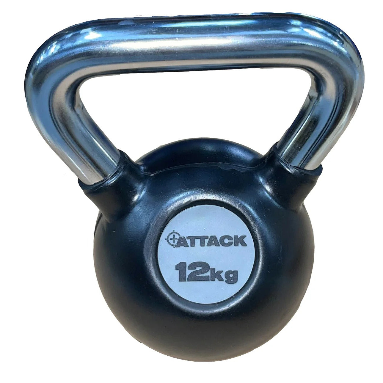 Attack Fitness Chrome Handle Rubber Kettlebell - GymSphere
