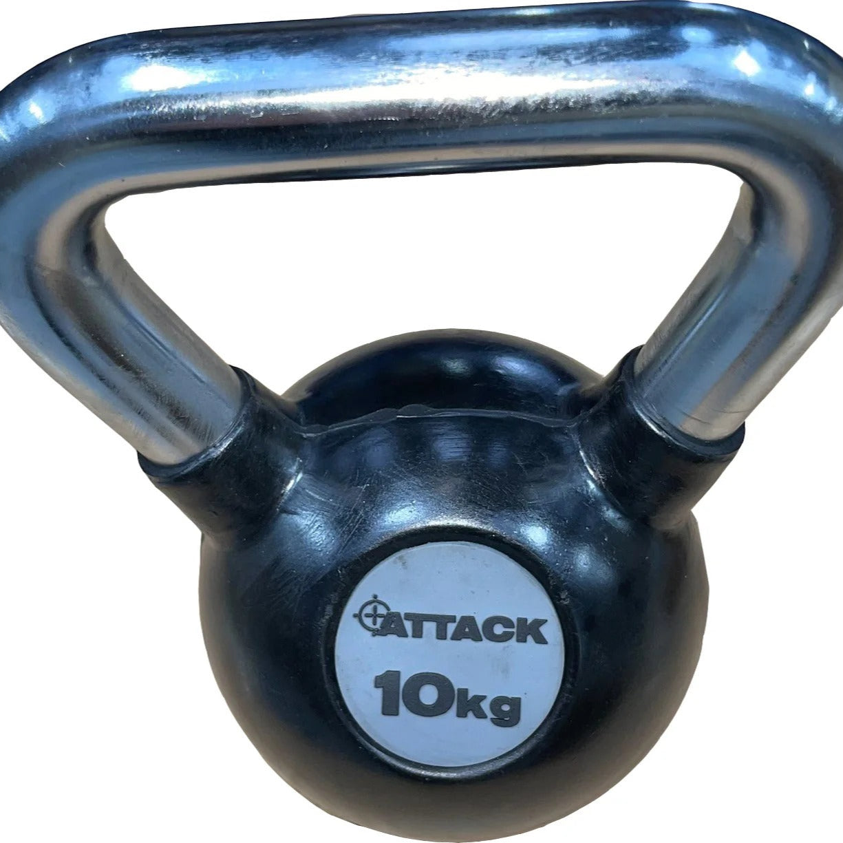 Attack Fitness Chrome Handle Rubber Kettlebell - GymSphere
