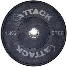 Attack Strength Olympic Solid Rubber Black Bumper Plates - GymSphere