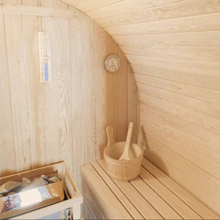 CenturaHeat 4-6 Person Outdoor Wood Barrel Sauna - GymSphere