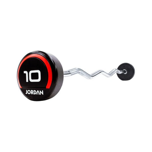 JORDAN Fixed Barbells - Curl Bar Urethane (Red) - GymSphere