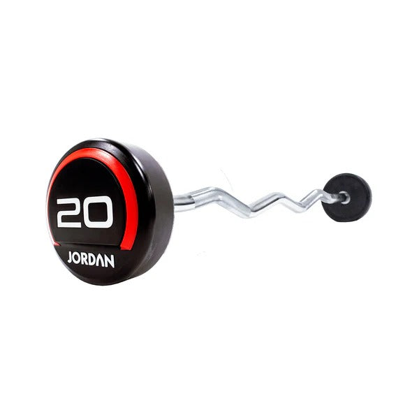 JORDAN Fixed Barbells - Curl Bar Urethane (Red) - GymSphere