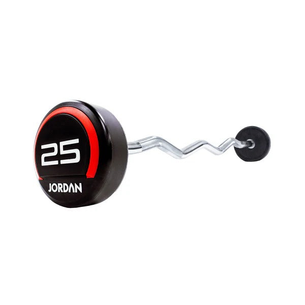 JORDAN Fixed Barbells - Curl Bar Urethane (Red) - GymSphere