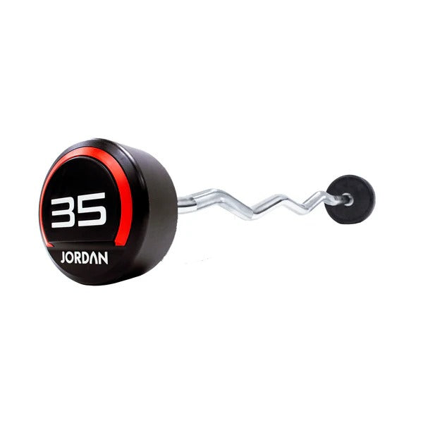 JORDAN Fixed Barbells - Curl Bar Urethane (Red) - GymSphere