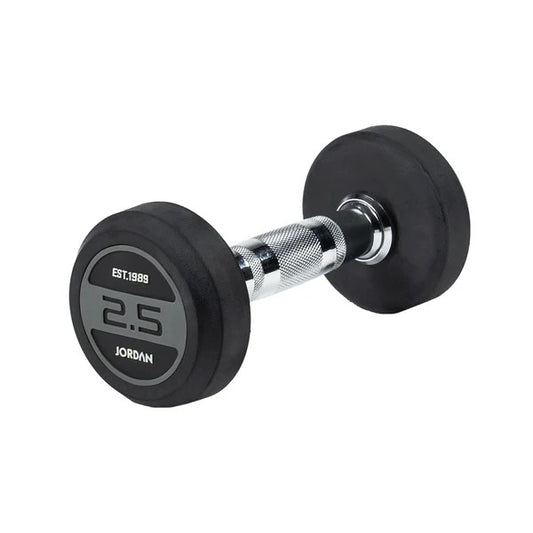 JORDAN Rubber Dumbbells - Up to 50kg (Grey) - GymSphere