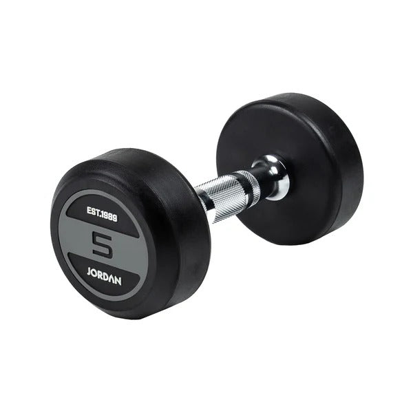 JORDAN Rubber Dumbbells - Up to 50kg (Grey) - GymSphere