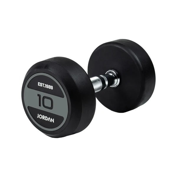 JORDAN Rubber Dumbbells - Up to 50kg (Grey) - GymSphere
