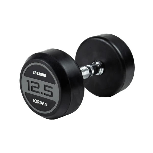JORDAN Rubber Dumbbells - Up to 50kg (Grey) - GymSphere