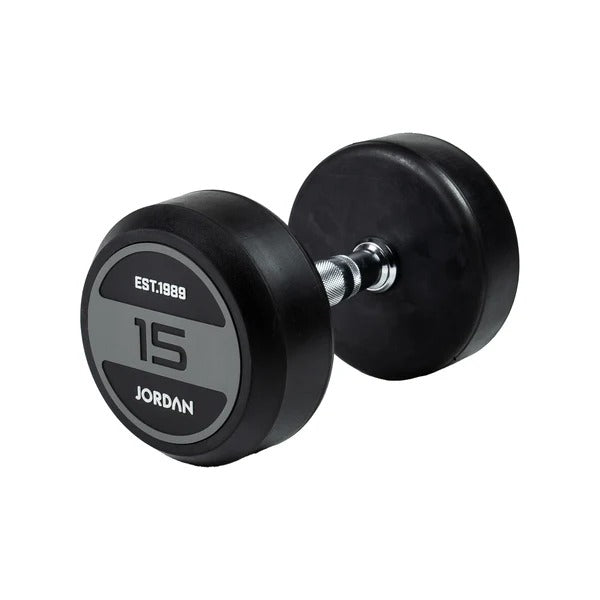 JORDAN Rubber Dumbbells - Up to 50kg (Grey) - GymSphere