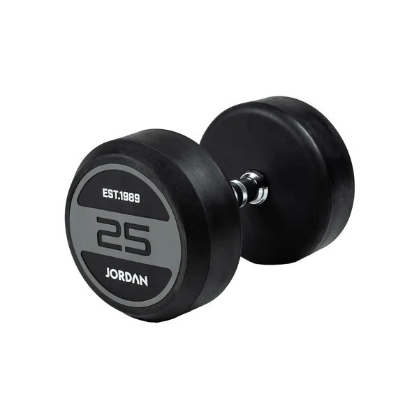 JORDAN Rubber Dumbbells - Up to 50kg (Grey) - GymSphere