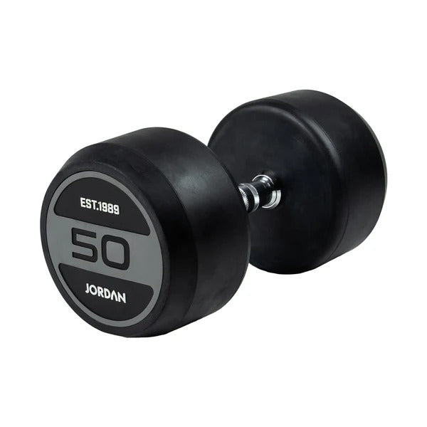 JORDAN Rubber Dumbbells - Up to 50kg (Grey) - GymSphere