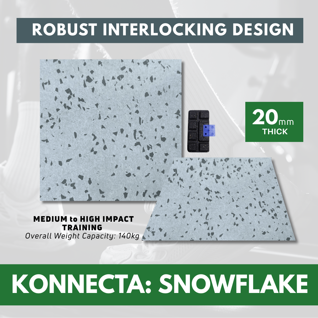 Sprung Konnecta Snowflake Premium Rubber Gym Flooring Tiles - 20mm
