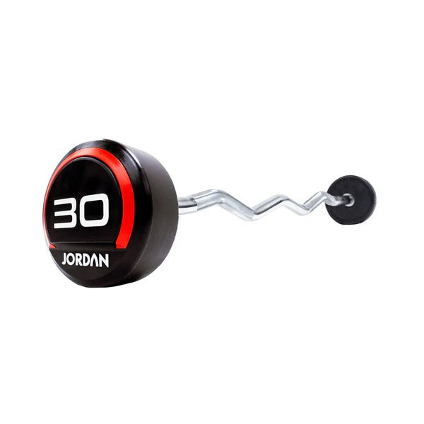 JORDAN Fixed Barbells - Curl Bar Urethane (Red) - GymSphere
