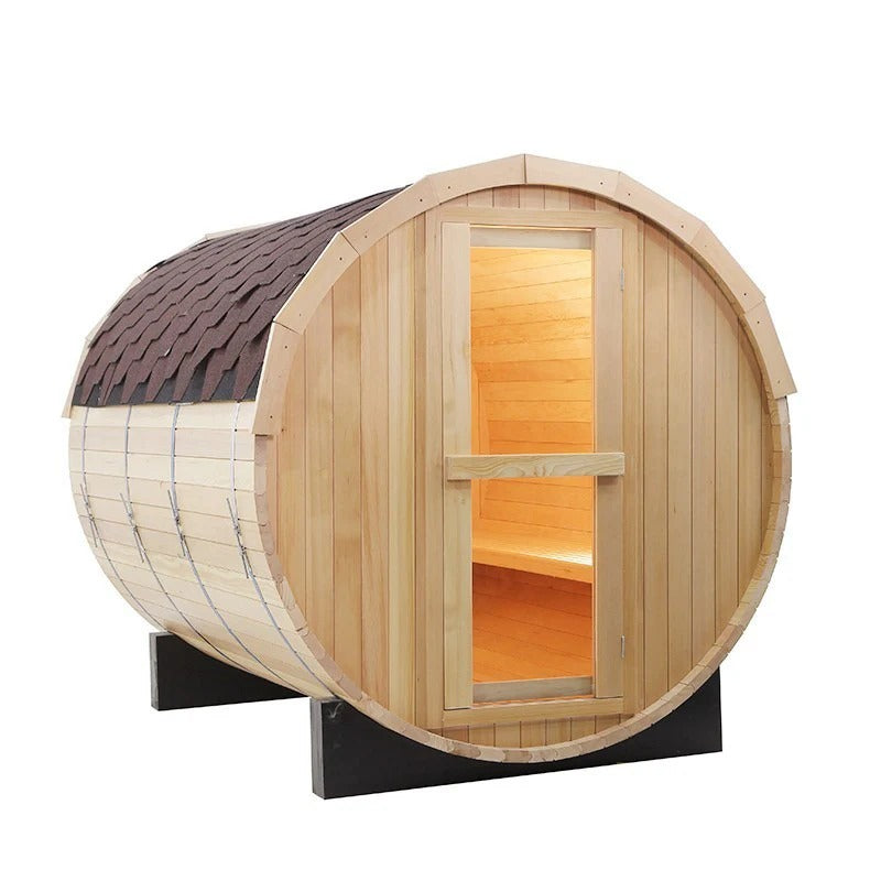 CenturaHeat 4-6 Person Outdoor Wood Barrel Sauna - GymSphere