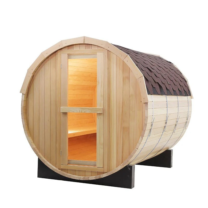 CenturaHeat 4-6 Person Outdoor Wood Barrel Sauna - GymSphere