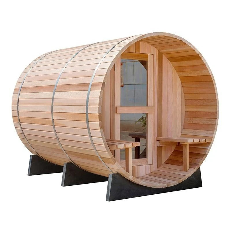 CenturaHeat 4-6 Person Outdoor Wood Barrel Sauna - GymSphere