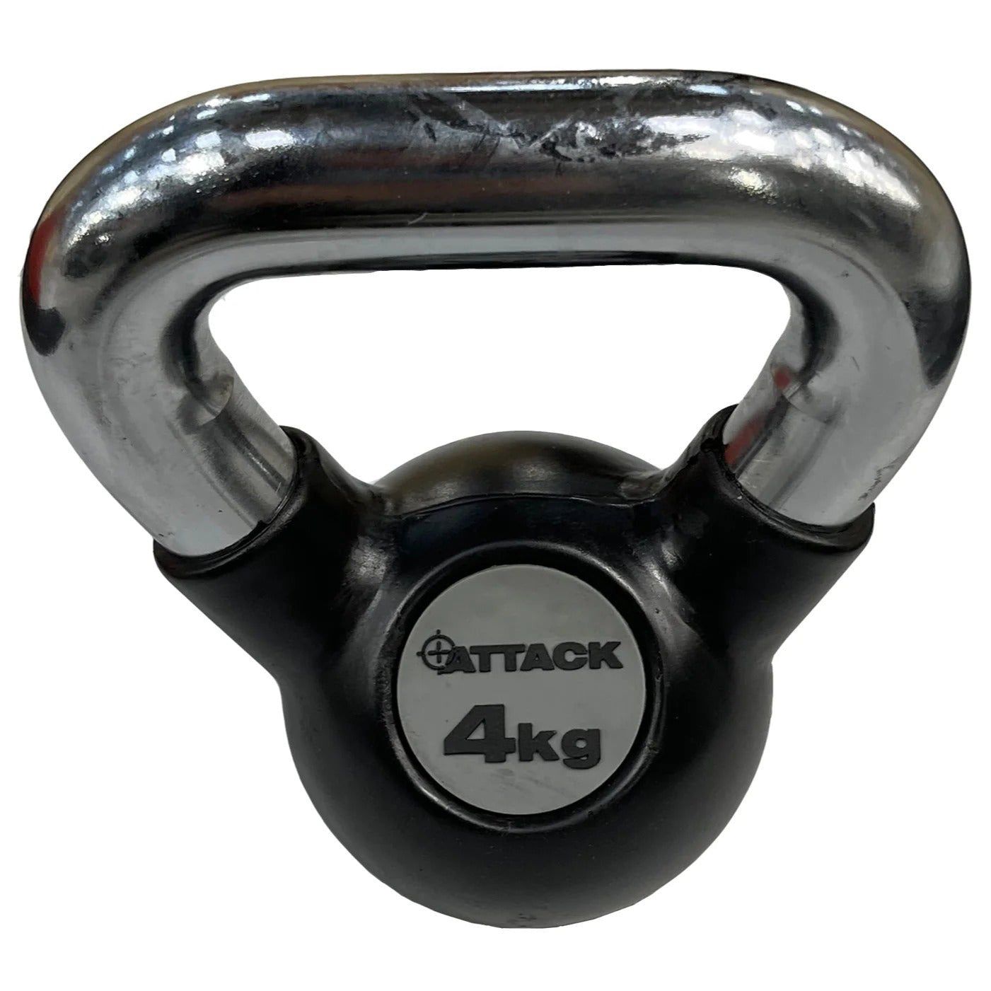 Attack Fitness Chrome Handle Rubber Kettlebell - GymSphere