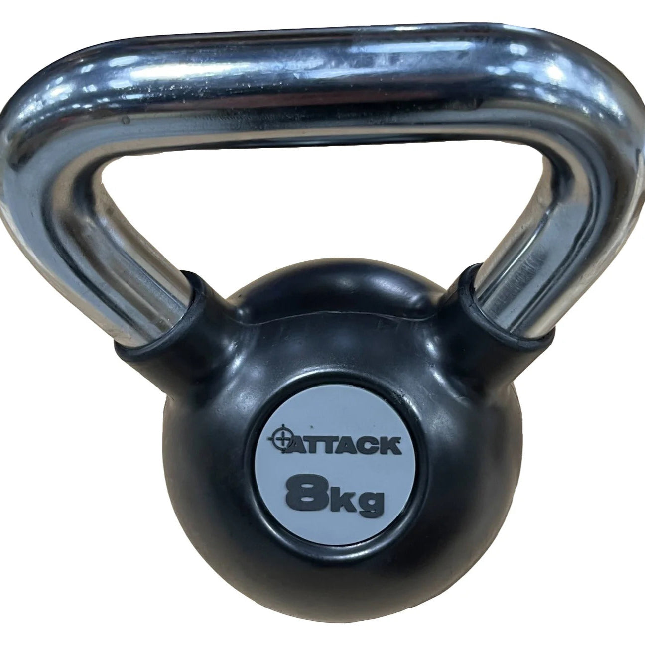 Attack Fitness Chrome Handle Rubber Kettlebell - GymSphere
