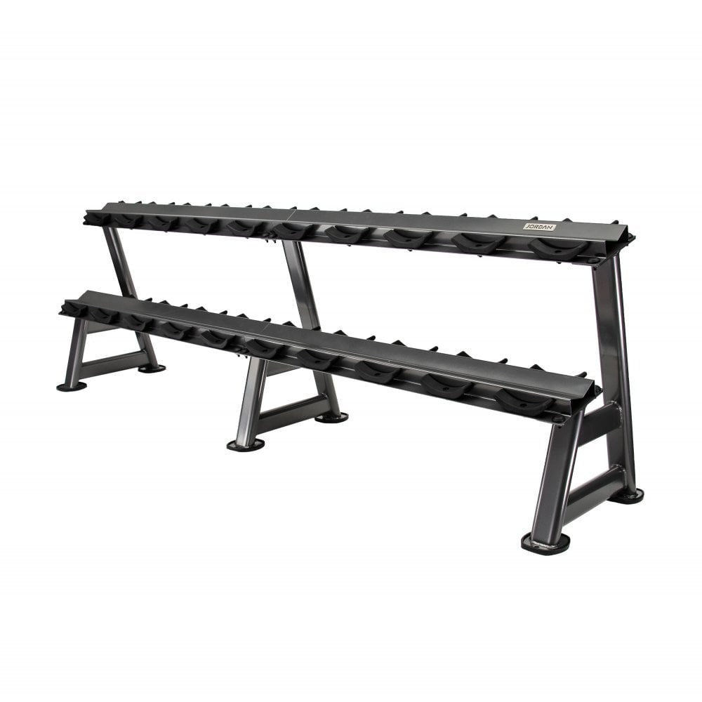 JORDAN 2 Tier Dumbbell Rack - Holds 10 Pairs (Includes Weight Labels) - GymSphere