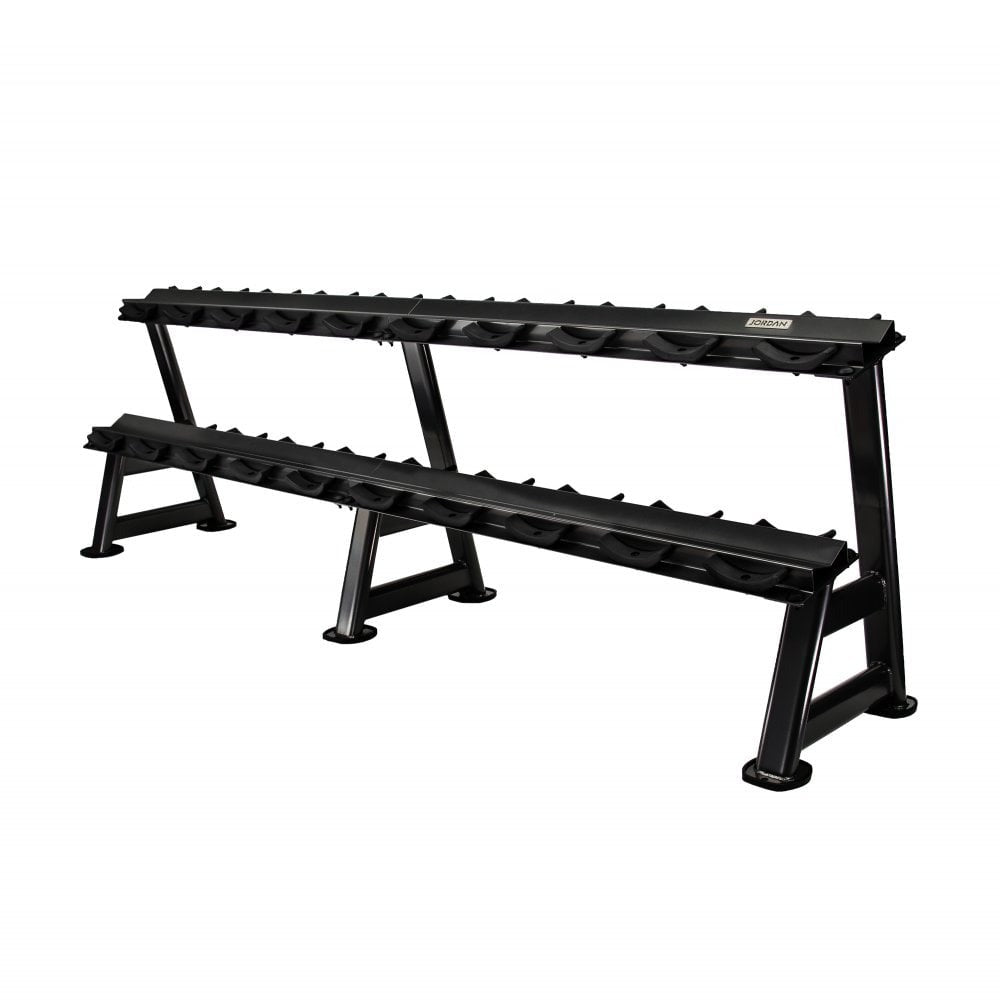 JORDAN 2 Tier Dumbbell Rack - Holds 10 Pairs (Includes Weight Labels) - GymSphere