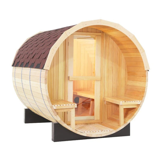 CenturaHeat 4-6 Person Outdoor Wood Barrel Sauna - GymSphere