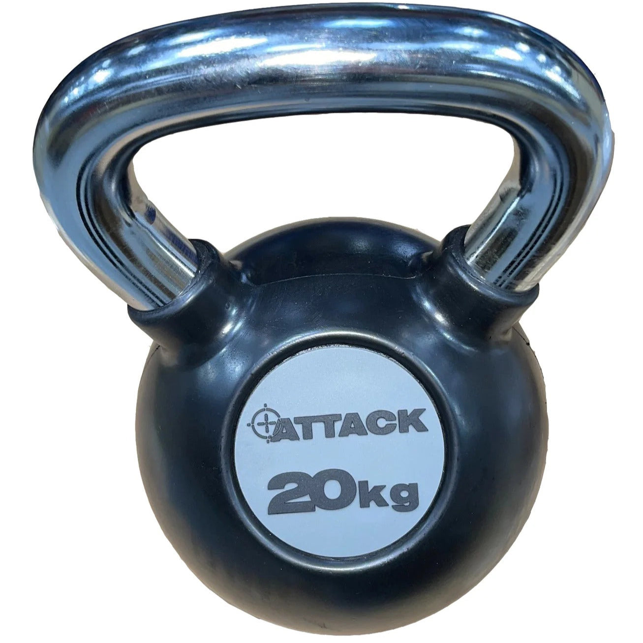 Attack Fitness Chrome Handle Rubber Kettlebell - GymSphere