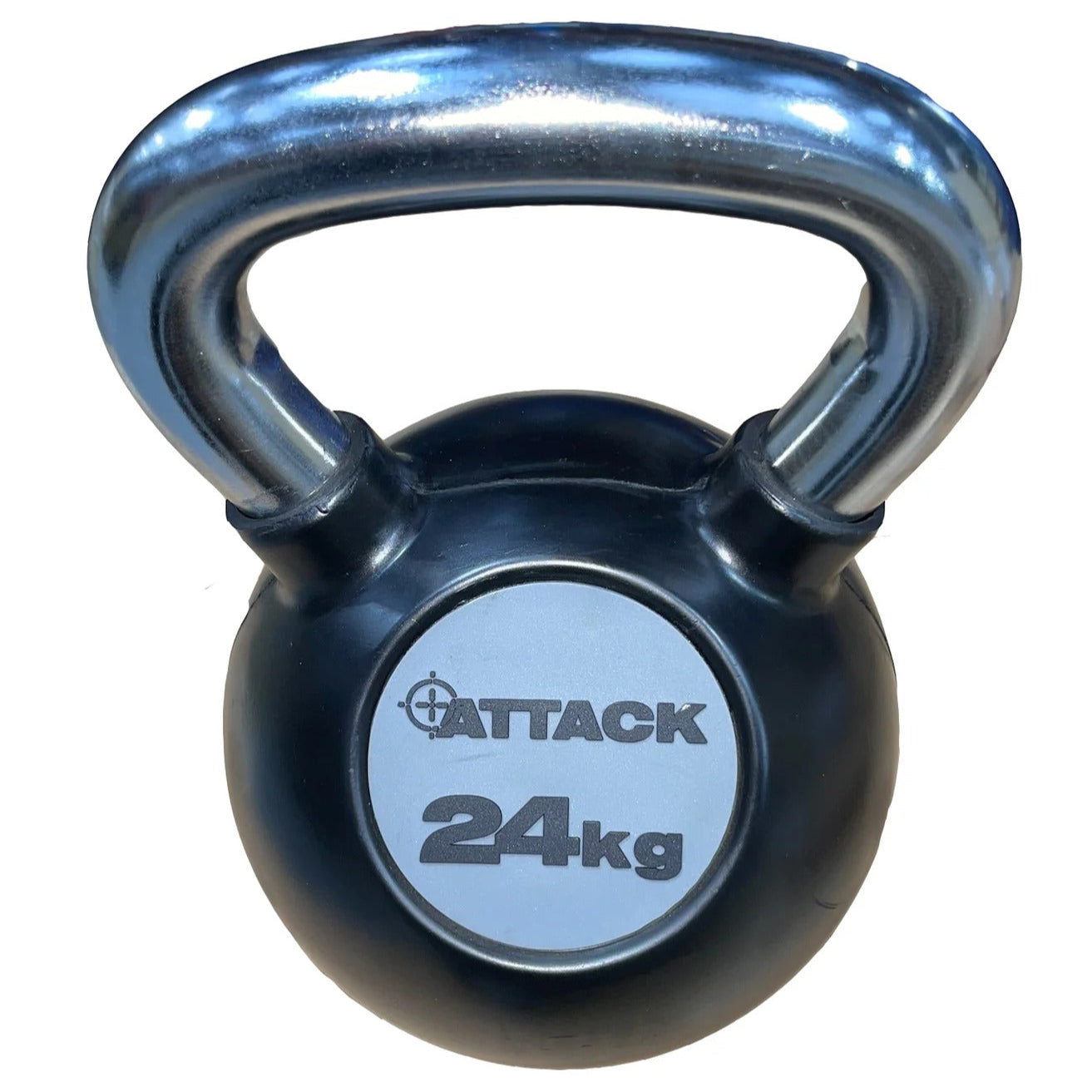 Attack Fitness Chrome Handle Rubber Kettlebell - GymSphere