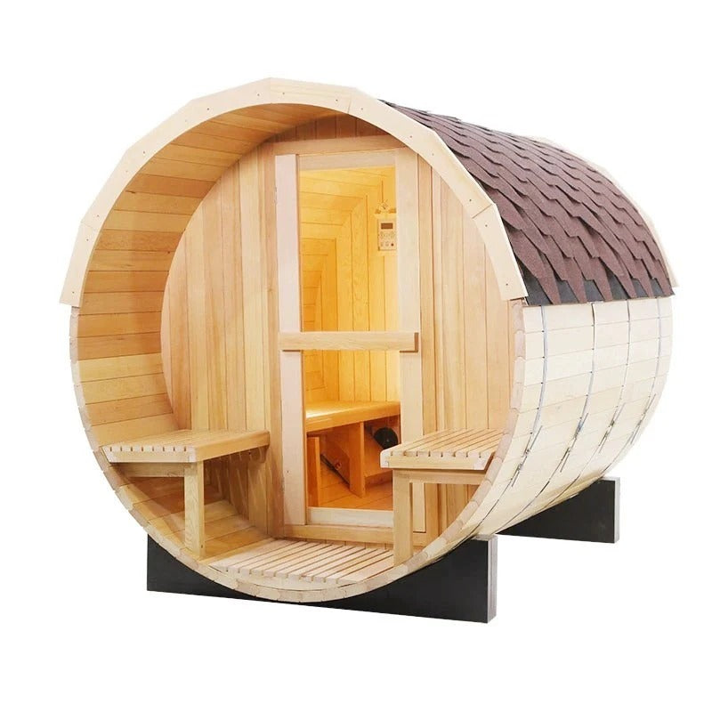 CenturaHeat 4-6 Person Outdoor Wood Barrel Sauna - GymSphere
