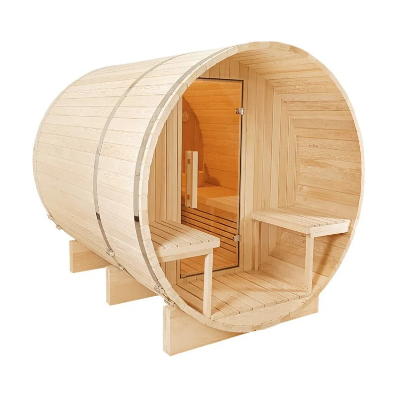 CenturaHeat 4-6 Person Outdoor Wood Barrel Sauna - GymSphere