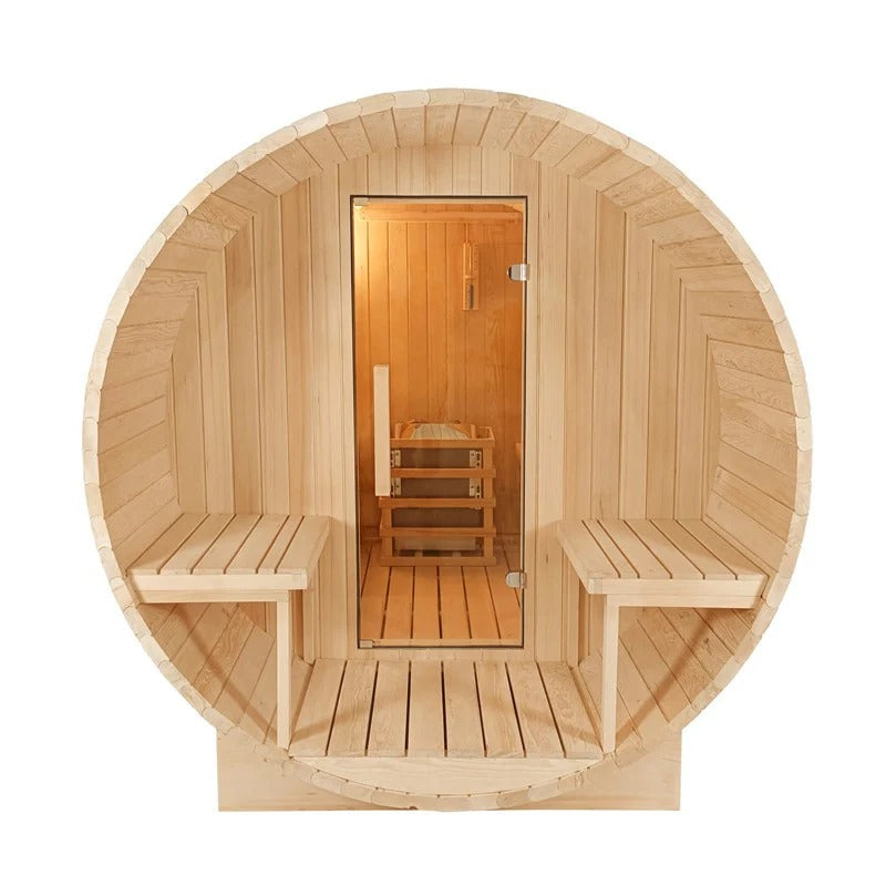 CenturaHeat 4-6 Person Outdoor Wood Barrel Sauna - GymSphere