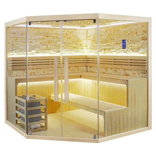CenturaHeat 6-8 Person Traditional Corner Indoor Sauna - GymSphere