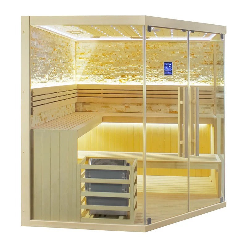 CenturaHeat 6-8 Person Traditional Corner Indoor Sauna - GymSphere